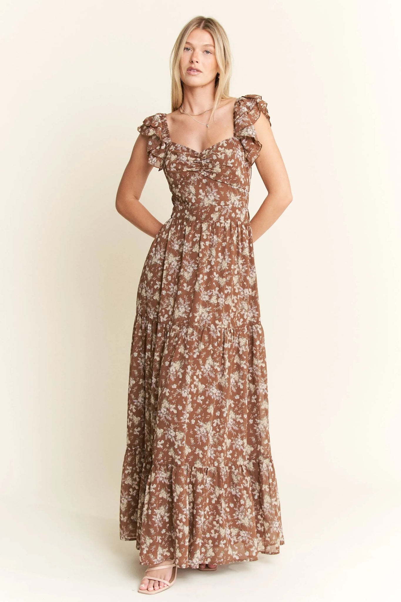Jade By Jane Ruffle Sleeve Tiered Maxi Dress - Blossom~n~Bloom