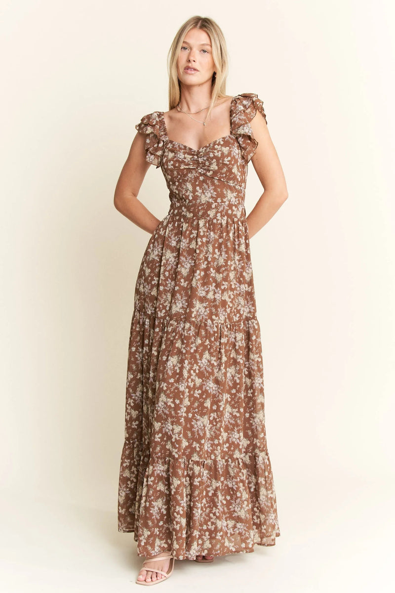 Jade By Jane Ruffle Sleeve Tiered Maxi Dress - Blossom~n~Bloom