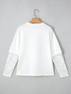 Lace Long Sleeve Insert Drop Shoulder Tee - Blossom~n~Bloom