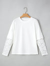 Lace Long Sleeve Insert Drop Shoulder Tee - Blossom~n~Bloom