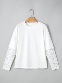 Lace Long Sleeve Insert Drop Shoulder Tee - Blossom~n~Bloom