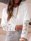 Lace Long Sleeve Insert Drop Shoulder Tee - Blossom~n~Bloom