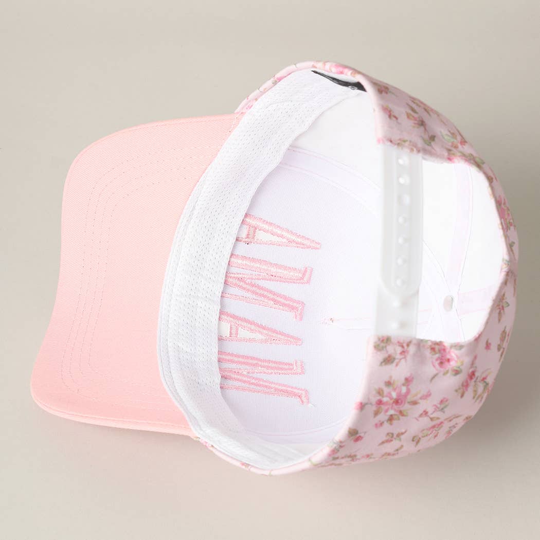 MAMA Embroidered Flower PatternTrucker Hat - Blossom~n~Bloom