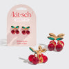 Mini Rhinestone Claw Clips 2pc Set - Cherry - Blossom~n~Bloom