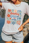 Patriotic Floral America Land of The Free Graphic T-Shirt - Blossom~n~Bloom
