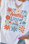 Patriotic Floral America Land of The Free Graphic T-Shirt - Blossom~n~Bloom