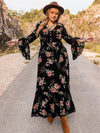 Plus Size Floral Flare Sleeve Dress - Blossom~n~Bloom