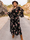 Plus Size Floral Flare Sleeve Dress - Blossom~n~Bloom