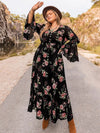 Plus Size Floral Flare Sleeve Dress - Blossom~n~Bloom