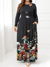 Plus Size Round Neck Maxi Dress with Pockets - Blossom~n~Bloom