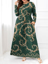 Plus Size Round Neck Maxi Dress with Pockets - Blossom~n~Bloom