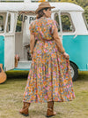 Plus Size Ruffled Printed Cap Sleeve Dress - Blossom~n~Bloom
