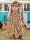 Plus Size Ruffled Printed Cap Sleeve Dress - Blossom~n~Bloom