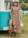 Plus Size Ruffled Printed Cap Sleeve Dress - Blossom~n~Bloom
