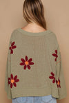 POL V - Neck Floral Pattern Chenille Sweater - Blossom~n~Bloom
