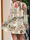 Printed Tie Neck Long Sleeve Dress - Blossom~n~Bloom