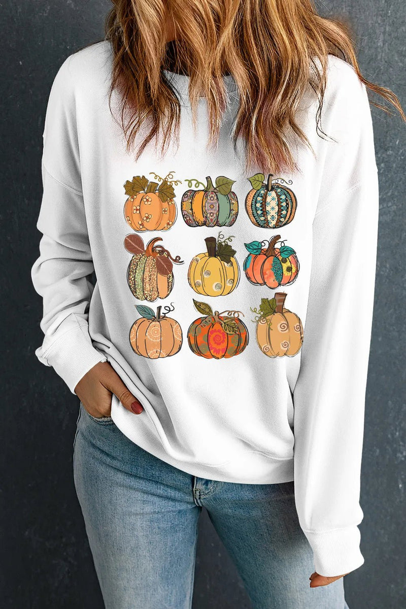 Pumpkin Graphic Long Sleeve Sweatshirt - Blossom~n~Bloom