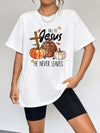 Round Neck Short Sleeve Fall Season Graphic T-Shirt - Blossom~n~Bloom
