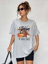 Round Neck Short Sleeve Fall Season Graphic T-Shirt - Blossom~n~Bloom
