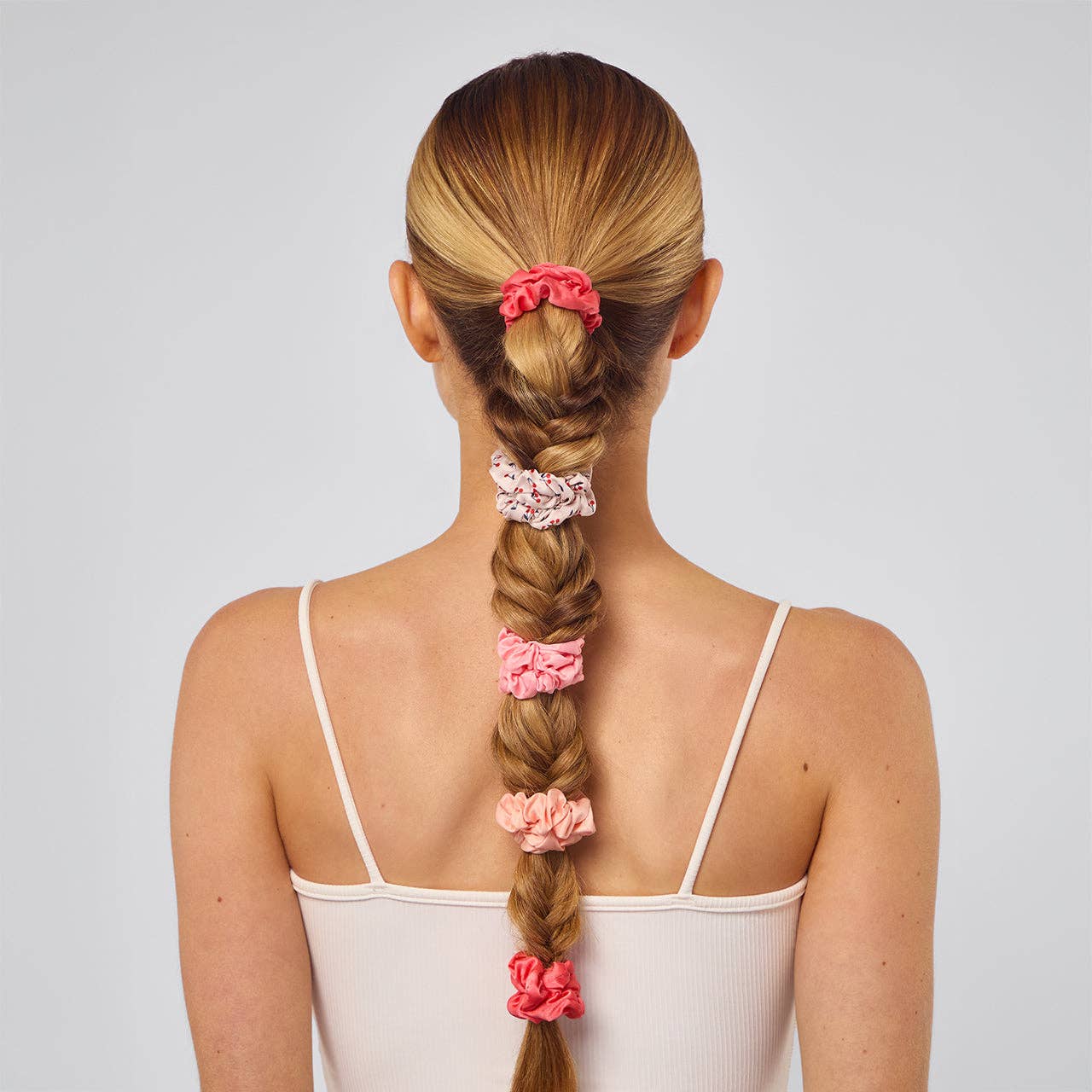 Ruched Satin Scrunchies 5pc Set - Assorted Cherry Blossom - Blossom~n~Bloom