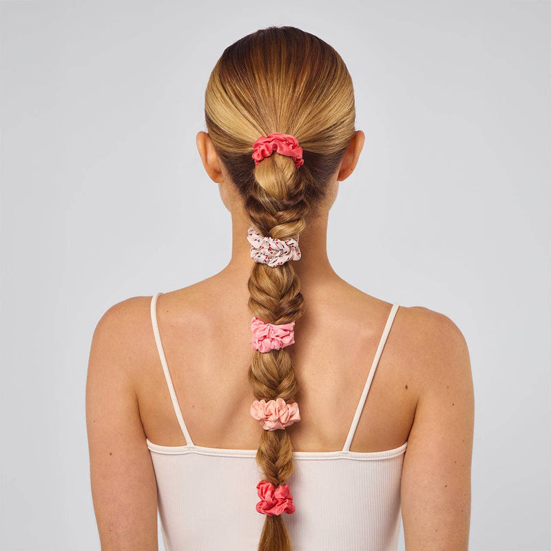 Ruched Satin Scrunchies 5pc Set - Assorted Cherry Blossom - Blossom~n~Bloom