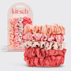 Ruched Satin Scrunchies 5pc Set - Assorted Cherry Blossom - Blossom~n~Bloom
