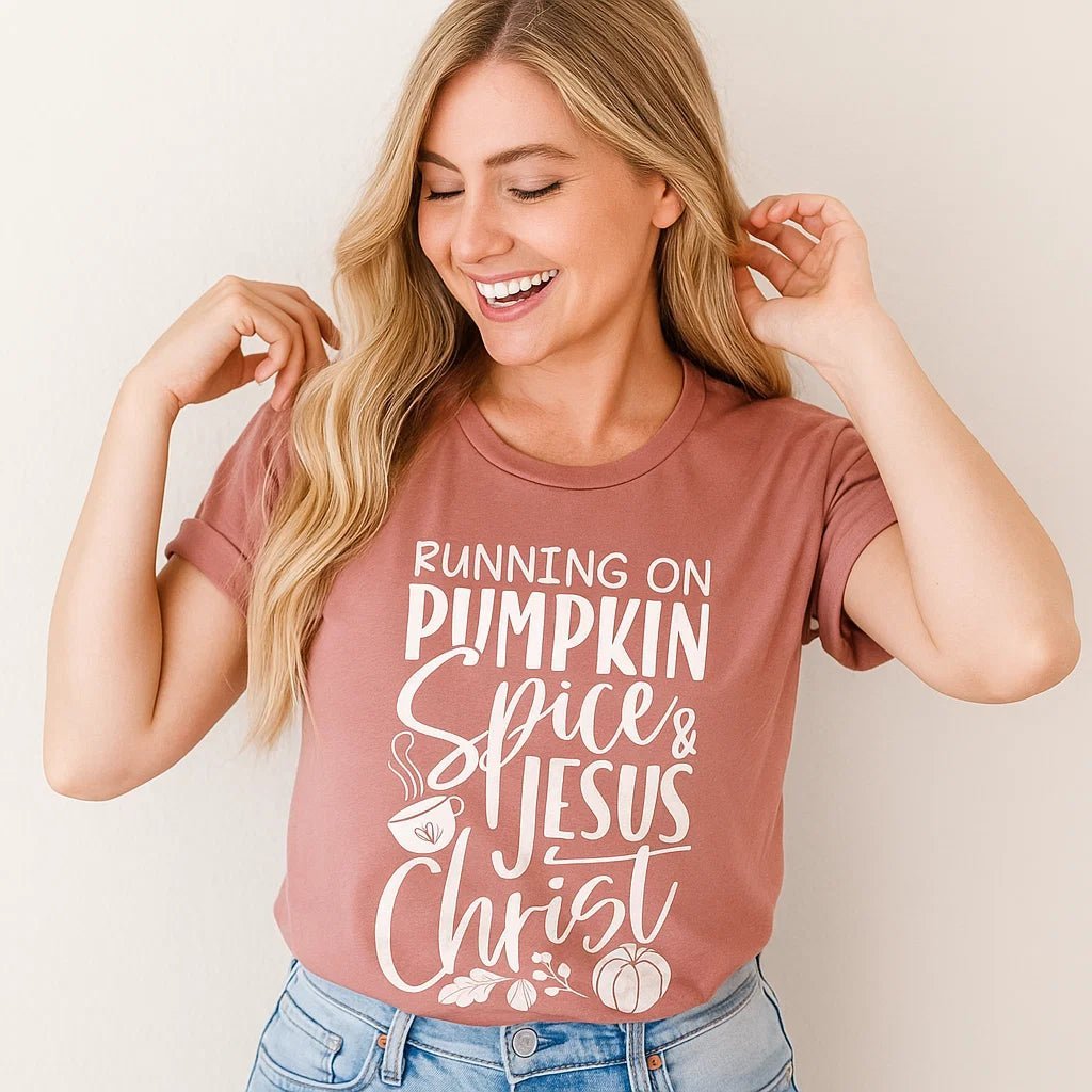 Running on Pumpkin Spice & Jesus Christ Tee - Blossom~n~Bloom