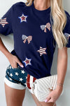 Sequin Star Round Neck Short Sleeve T-Shirt | Blossom~n~Bloom