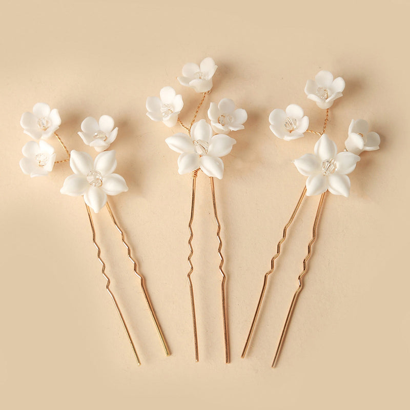 Simple U Shaped Hair Sticks Bride Wedding Headdress | Blossom~n~Bloom