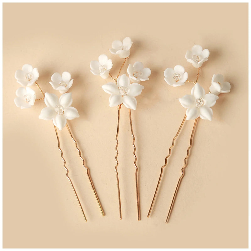Simple U Shaped Hair Sticks Bride Wedding Headdress - Blossom~n~Bloom