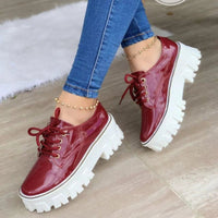 Thick Heel Flat Platform Oxford Women Shoes Pink/Red/Black | Blossom~n~Bloom