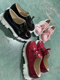Thick Heel Flat Platform Oxford Women Shoes Pink/Red/Black | Blossom~n~Bloom