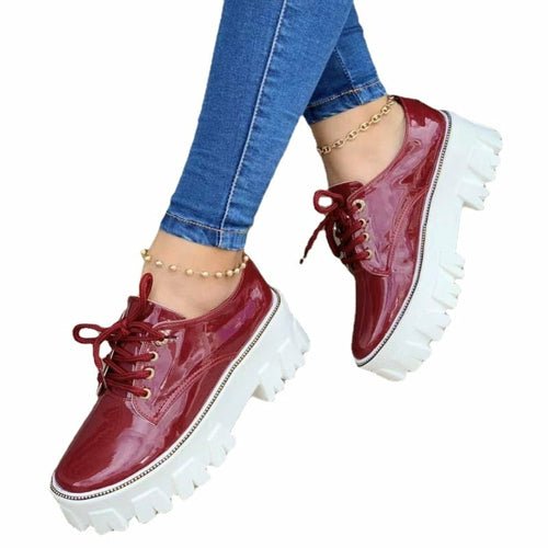 Thick Heel Flat Platform Oxford Women Shoes Pink/Red/Black | Blossom~n~Bloom