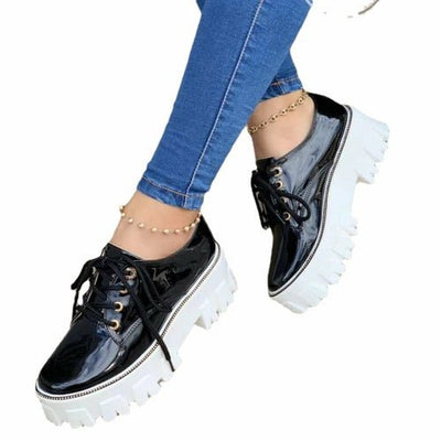 Thick Heel Flat Platform Oxford Women Shoes Pink/Red/Black | Blossom~n~Bloom