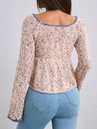Tie Front Flare Sleeve Sweater - Blossom~n~Bloom
