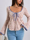 Tie Front Flare Sleeve Sweater - Blossom~n~Bloom
