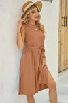 Tied Round Neck Sleeveless Dress - Blossom~n~Bloom