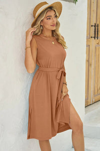Tied Round Neck Sleeveless Dress - Blossom~n~Bloom