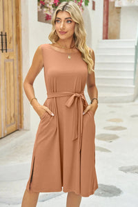 Tied Round Neck Sleeveless Dress - Blossom~n~Bloom
