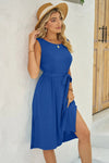 Tied Round Neck Sleeveless Dress - Blossom~n~Bloom