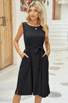 Tied Round Neck Sleeveless Dress - Blossom~n~Bloom