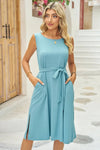 Tied Round Neck Sleeveless Dress - Blossom~n~Bloom