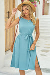 Tied Round Neck Sleeveless Dress - Blossom~n~Bloom