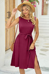 Tied Round Neck Sleeveless Dress - Blossom~n~Bloom