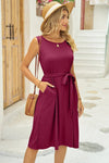 Tied Round Neck Sleeveless Dress - Blossom~n~Bloom