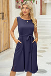 Tied Round Neck Sleeveless Dress - Blossom~n~Bloom