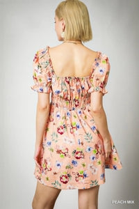 Umgee Floral Print Puff Sleeve Mini Dress - Blossom~n~Bloom