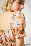 Umgee Floral Print Puff Sleeve Mini Dress - Blossom~n~Bloom