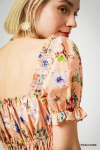 Umgee Floral Print Puff Sleeve Mini Dress - Blossom~n~Bloom