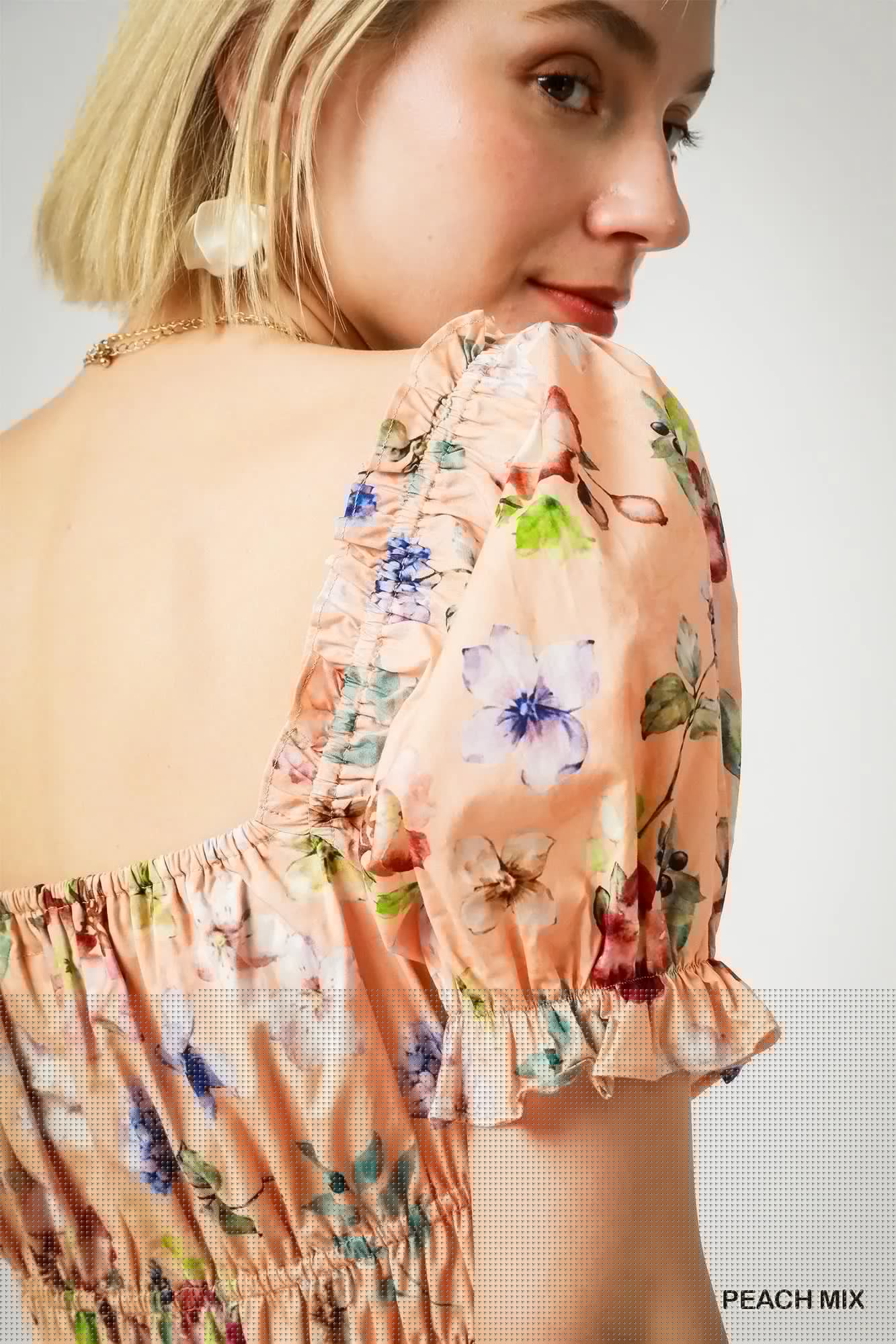 Umgee Floral Print Puff Sleeve Mini Dress - Blossom~n~Bloom